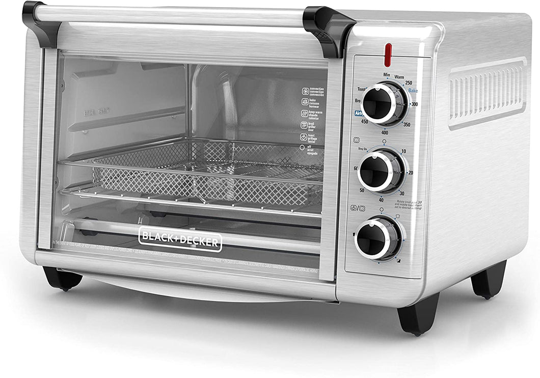 BLACK+DECKER Crisp 'N Bake Air Fry Toaster Oven, Stainless Steel, TO3215SS, 6 Slice