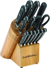 Load image into Gallery viewer, CraftKitchen 14 Pc Triple Rivet Handle Cutlery Set in Acacia Wood Storage Block