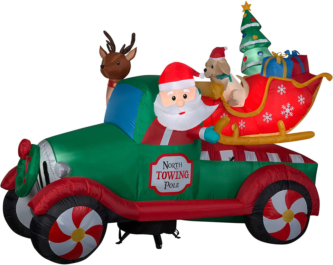 Gemmy 8' Airblown Inflatable Santa's Vintage Tow Truck