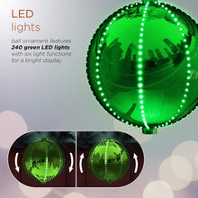 Load image into Gallery viewer, Alpine Corporation LPA108L-GN Hanging Christmas Ball Ornament with Chasing LED Lights Plug-in Festive Indoor Holiday Décor, 13-Inch Tall, Green