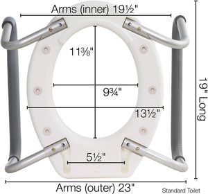 Essential Medical Supply Toilet Seat Riser with Removable Arms - Standard Bowl, 17.5 x 13.5 x 3.5 Inch