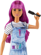 Load image into Gallery viewer, Barbie Salon Stylist Doll (12-In/30.40-cm) with Purple Hair, Tie-Dye Smock, Striped Tee, Blow Dryer &amp; Comb Accessories, Great Gift for Ages 3 Years Old &amp; Up