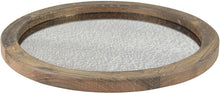 Load image into Gallery viewer, Stonebriar Round Natural Wood Serving Tray with Antique Mirror, Rustic Butler Tray, Unique Coffee Centerpiece for the Coffee Table, Dining Table, or Any Table Top