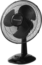 Load image into Gallery viewer, Honeywell Comfort Control Oscillating Table Fan Adjustable Tilt Head with 3 Speeds &amp; Removeable Grill