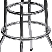 Load image into Gallery viewer, Double Ring Chrome Barstool with Black Seat