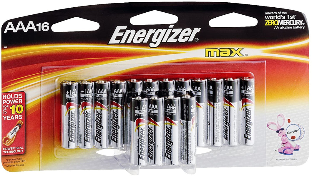 Energizer Alkaline Batteries Size Aaa 1.5 V Pack / 16