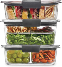 Load image into Gallery viewer, Rubbermaid 2108371 Leak-Proof Brilliance Food Storage 12-Piece Plastic Containers with Lids | Bento Box Style Sandwich and Salad Lunch Kit