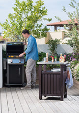 Load image into Gallery viewer, KETER Unity Portable Outdoor Table with Storage Cabinet and Stainless Steel Top
