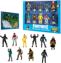 Load image into Gallery viewer, Fortnite The Chapter 1 Collection - Ten 4” Action Figures, Featuring Recruit (Jonesy), Black Knight, Rust Lord, The Visitor, Drift, DJ Yonder, Ice King (Gold), Peely, Rox, Eternal Voyager