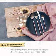 Load image into Gallery viewer, Blissful Living Set of 4 Placemats, Stain Resistant - Decorate Your Kitchen Table with Our Beautiful Rectangle pad placemat
