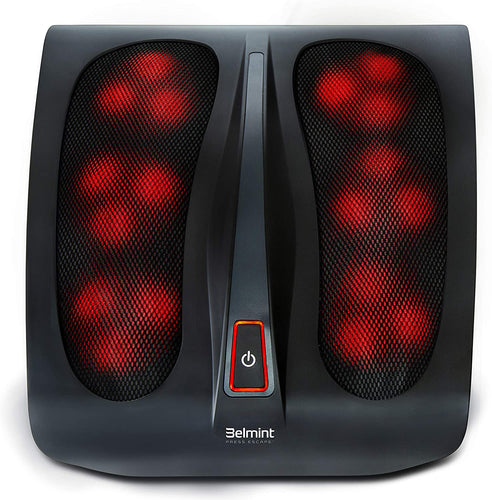 Belmint Shiatsu Foot Massager Machine with Heat - 18 Rotating Heads & Soothing Heat for Deep Kneading Massage Therapy and Plantar Fasciitis - Foot Arch and Nerve Pain Relief