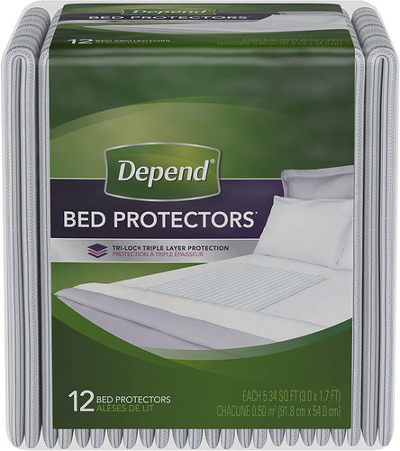 Depend Incontinence Bed Protectors, Disposable Underpad, Overnight Absorbency, 12Count (Pack of 1)