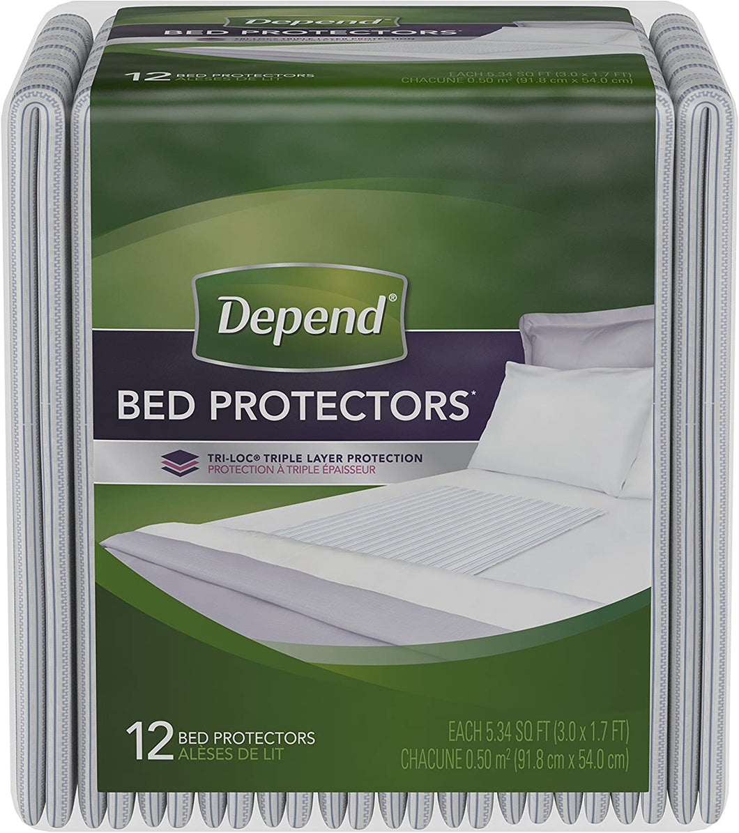 Depend Incontinence Bed Protectors, Disposable Underpad, Overnight Absorbency, 12Count (Pack of 1)