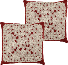 Load image into Gallery viewer, CHI Gretta 18&quot; X 18&quot; Set of 2 Lace and Embroidery Applique Pillow Covers with Zipper Closure