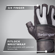 Load image into Gallery viewer, Harbinger Men&#39;s BioFlex WristWrap Weightlifting Gloves with Spider Grip Leather Palm (Pair)