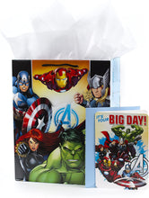 Load image into Gallery viewer, Hallmark 13&quot; Large Avengers Gift Bag with Tissue Paper (Captain America Shield) for Father&#39;s Day, Birthdays, Halloween, Christmas or Any Occasion