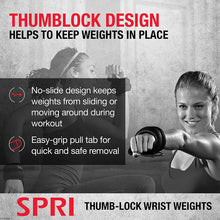 Load image into Gallery viewer, SPRI Wrist Weights Thumblock Arm Weights Set for Women &amp; Men (Available in 2lb or 4lb Sets)