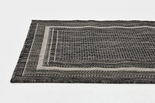 Load image into Gallery viewer, Unique Loom Outdoor Border Collection Striped Moroccan Transitional Indoor and Outdoor Flatweave Beige Area Rug (7' 0 x 10' 0)