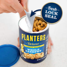 Load image into Gallery viewer, Planters Deluxe Lightly Salted Whole Cashews, 18.25oz. Resealable Canister - Lightly Salted Cashews &amp; Lightly Salted Nuts - Nutrient Dense Snacks for Adults &amp; Kids - Vegan Snacks, Kosher