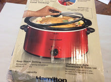 Load image into Gallery viewer, Hamilton Beach 040094331550 5 Quart Portable Oval Slow Cooker, Red