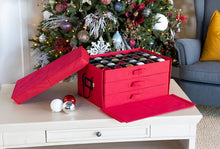 Load image into Gallery viewer, [Christmas Ornament Storage Box with Dividers] - (Holds 72 Ornaments up to 3 Inches in Diameter) | Acid-Free Removable Trays with Separators | 3 Removable Drawer Style Trays