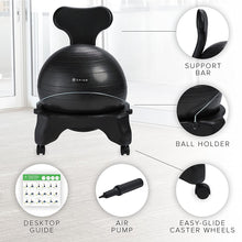 Load image into Gallery viewer, Gaiam Classic Balance Ball Chair – Exercise Stability Yoga Ball Premium Ergonomic Chair for Home and Office Desk with Air Pump, Exercise Guide and Satisfaction Guarantee