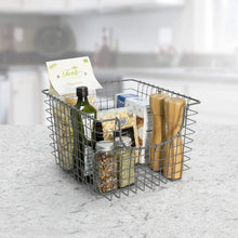 Load image into Gallery viewer, Scoop Wire Basket, Vintage-Inspired Steel Storage Solution for Kitchen, Pantry, Closet, Bathroom, Medium, Cool Gray