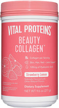 Load image into Gallery viewer, Vital Proteins Beauty Collagen Peptides Powder Supplement for Women, 120mg of Hyaluronic Acid, 15g of Collagen Per Serving, Enhances Skin Elasticity and Hydration, Strawberry Lemon, 9.6oz Canister
