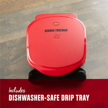 Load image into Gallery viewer, George Foreman 2-Serving Classic Plate Electric Indoor Grill and Panini Press, Red, GR10RM