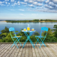 Load image into Gallery viewer, Alpine Corporation 3-Piece Floral Bistro Set - Outdoor Conversation Set for Patio, Yard, Garden - Blue