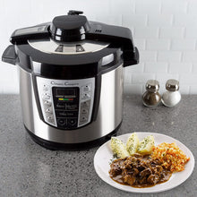Load image into Gallery viewer, Multi-Cooker 4-in-1 Pressure Cooker, Slow Cooker, Rice Cooker, Steamer with 10 programmed settings and start delay timer – 6 Quart by Classic Cuisine