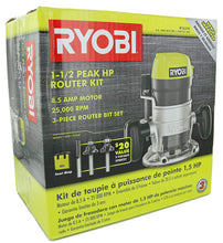 Load image into Gallery viewer, Ryobi R1631K 1-1/2 Peak HP 8.5 Amp LED Lit Corded Router Including 3 Piece Bit Set (w/ Tool Bag)