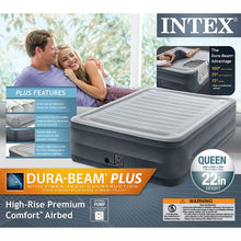 Load image into Gallery viewer, Intex Comfort Plush Elevated Dura-Beam Airbed with Internal Electric Pump, Bed Height 22&quot;, Queen