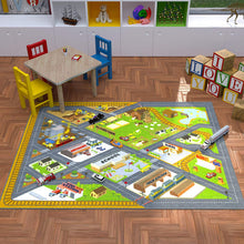 Load image into Gallery viewer, KC CUBS Playtime Collection Country Farm Road Map with Construction Site Educational Learning Area Rug Carpet for Kids and Children Bedroom and Playroom
