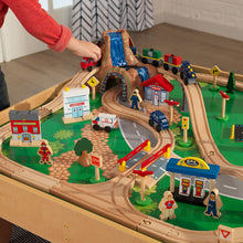 Load image into Gallery viewer, KidKraft Waterfall Mountain Wooden Train Set &amp; Table with 120 Pieces, 3 Storage Bins, Gift for ages 3+