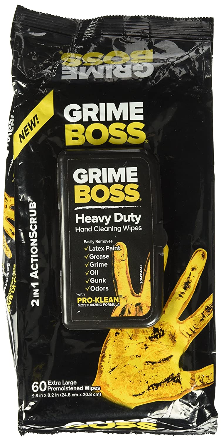 Grime Boss Heavy Duty Hand Cleaning Wipes 1 Pack- 60 Wipes