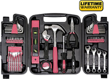 Load image into Gallery viewer, Apollo Tools DT9408P 53 Piece Household Tool Set with Wrenches, Precision Screwdriver Set and Most Reached for Hand Tools in Storage Case Pink Ribbon