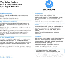 Load image into Gallery viewer, Motorola High Speed Cable Modem Router Combo (Gateway) Approved for Comcast Xfinity, Cox and Charter Spectrum.