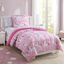 Load image into Gallery viewer, Keeco Mainstays Kids Rainbow Unicorn Full Bed in a Bag Complete Bedding Set #55381272