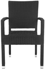 Load image into Gallery viewer, Safavieh Outdoor Living Collection Kelda Wicker Arm Chairs, Black, Set of 2