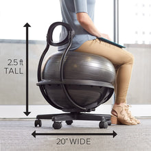 Load image into Gallery viewer, Gaiam Ultimate Balance Ball Chair (Standard or Swivel Base Option) - Premium Exercise Stability Yoga Ball Ergonomic Chair for Home and Office Desk - 52cm Anti-Burst Ball, Air Pump, Exercise Guide
