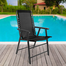 Load image into Gallery viewer, Suspension Folding Chair for Indoor/Outdoor Use- Portable Armchair with Durable Frame for Sport Events, Patio, Beach and More by Pure Garden (Black)