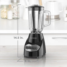 Load image into Gallery viewer, BLACK+DECKER Countertop Blender with 5-Cup Glass Jar, 10-Speed Settings, Black, BL2010BG