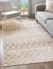 Load image into Gallery viewer, Unique Loom Moroccan Trellis Collection Moroccan Trellis Geometric Transitional Beige/Ivory Area Rug (10' 8 x 16' 5)