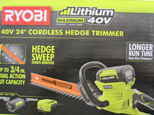 Load image into Gallery viewer, Ryobi 40-Volt Cordless Hedge Trimmer 24" includes Lithium-Ion Battery plus Charger