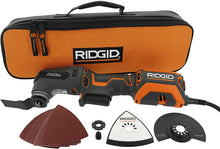 Load image into Gallery viewer, Ridgid R28602 JobMax 4 Amp Corded Multi Tool with Replaceable Heads (Sander Head, Sanding Pads, Crescent Saw and 1 1/8“ Wood Cutting Blade Included)