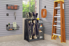 Load image into Gallery viewer, Suncast Vertical Utility Storage Cabinet with 4 Adjustable Shelves, Taupe/Blue