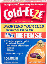Load image into Gallery viewer, Cold-EEZE Plus Defense Cold-Shortening Lozenges, 12 Count, Cold Remedy, Citrus with Elderberry Flavor