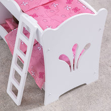 Load image into Gallery viewer, KidKraft Wooden Lil' Doll Bunk Bed with Bedding Set, Furniture for 18" Dolls - White, 20.75" L x 11.57" W x 17.52" H