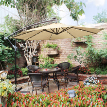 Load image into Gallery viewer, PHI VILLA 10 FT Offset Solar LED Patio Umbrella with Cantilever, Crank, 8 Steel Ribs